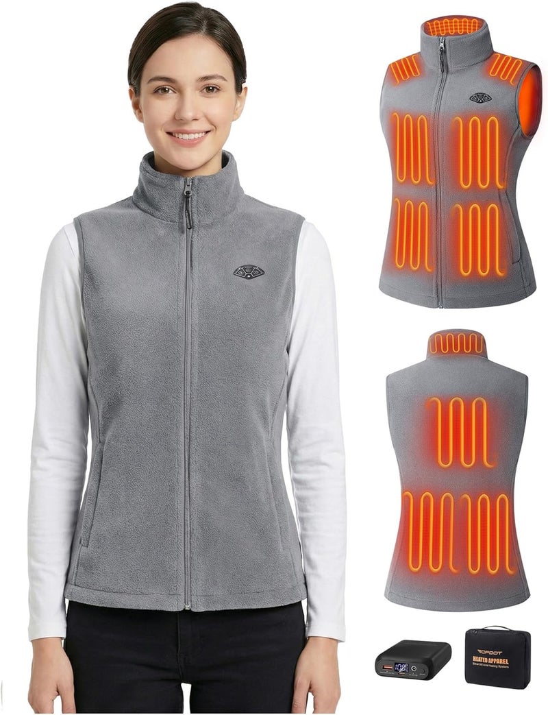 Topdot Store Fleece Women's Heated Vest with Battery Pack 16000mAh 7.4V, Heated Vest for Women with10-Heated Zones for Outdoor Work - Image 1
